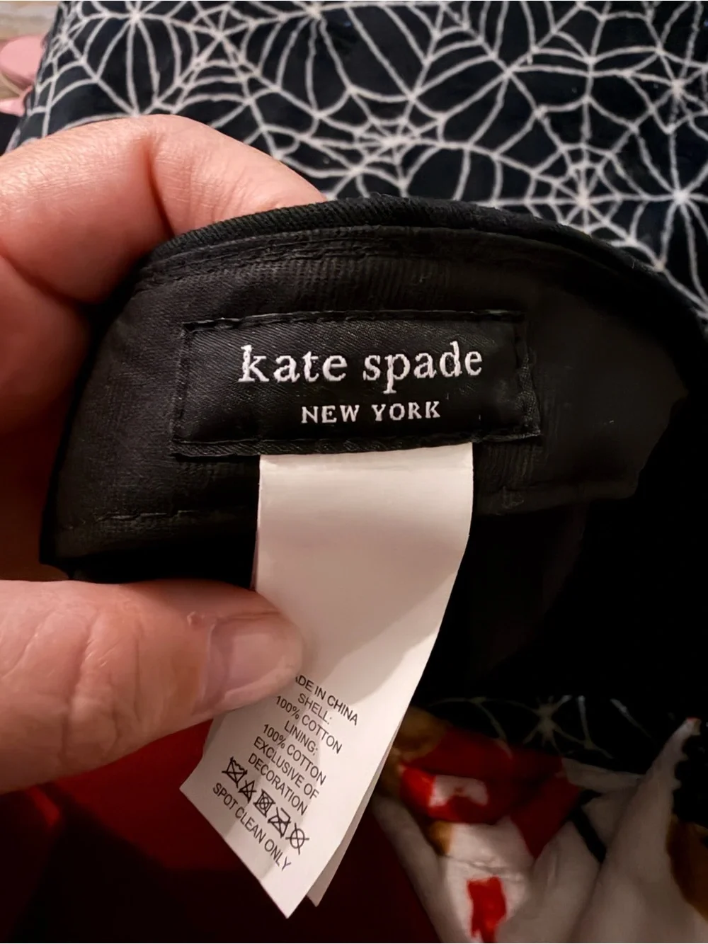 kate spade black embroidered spade baseball hat
